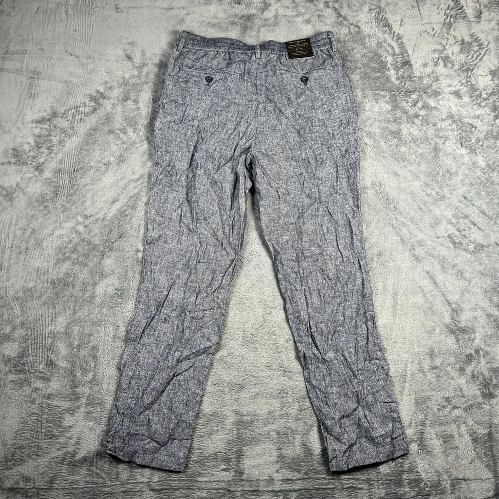 Banana Republic Mason Athletic Tapered Fit Pants Mens 30x30 Gray Linen Blend
